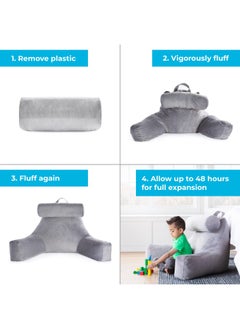 LINENSPA Reading Pillow With Shredded Memory Foam Back Pillow For Sitting In Bed Reading Gaming Watching Tv Chair Pillow With Arms  - Image 3