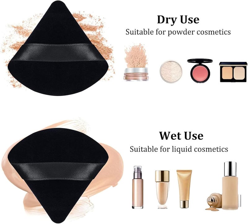 ToolHouse 2 Pcs Triangular Powder Puff, Soft Reusable Makeup Puff with Strap, Face Makeup Tools for Loose Powder, Foundation, Blush - Image 4