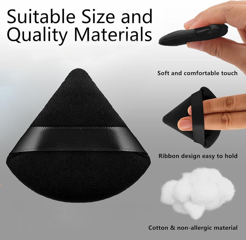 ToolHouse 2 Pcs Triangular Powder Puff, Soft Reusable Makeup Puff with Strap, Face Makeup Tools for Loose Powder, Foundation, Blush - Image 2