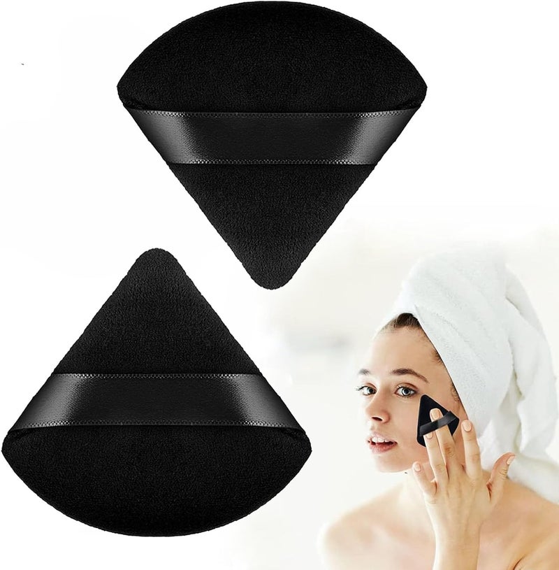 ToolHouse 2 Pcs Triangular Powder Puff, Soft Reusable Makeup Puff with Strap, Face Makeup Tools for Loose Powder, Foundation, Blush - Image 1