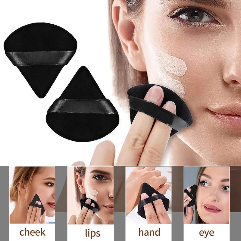 ToolHouse 2 Pcs Triangular Powder Puff, Soft Reusable Makeup Puff with Strap, Face Makeup Tools for Loose Powder, Foundation, Blush - Image 5