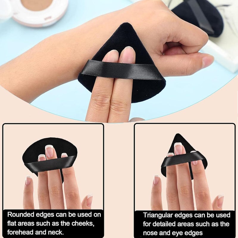 ToolHouse 2 Pcs Triangular Powder Puff, Soft Reusable Makeup Puff with Strap, Face Makeup Tools for Loose Powder, Foundation, Blush - Image 3