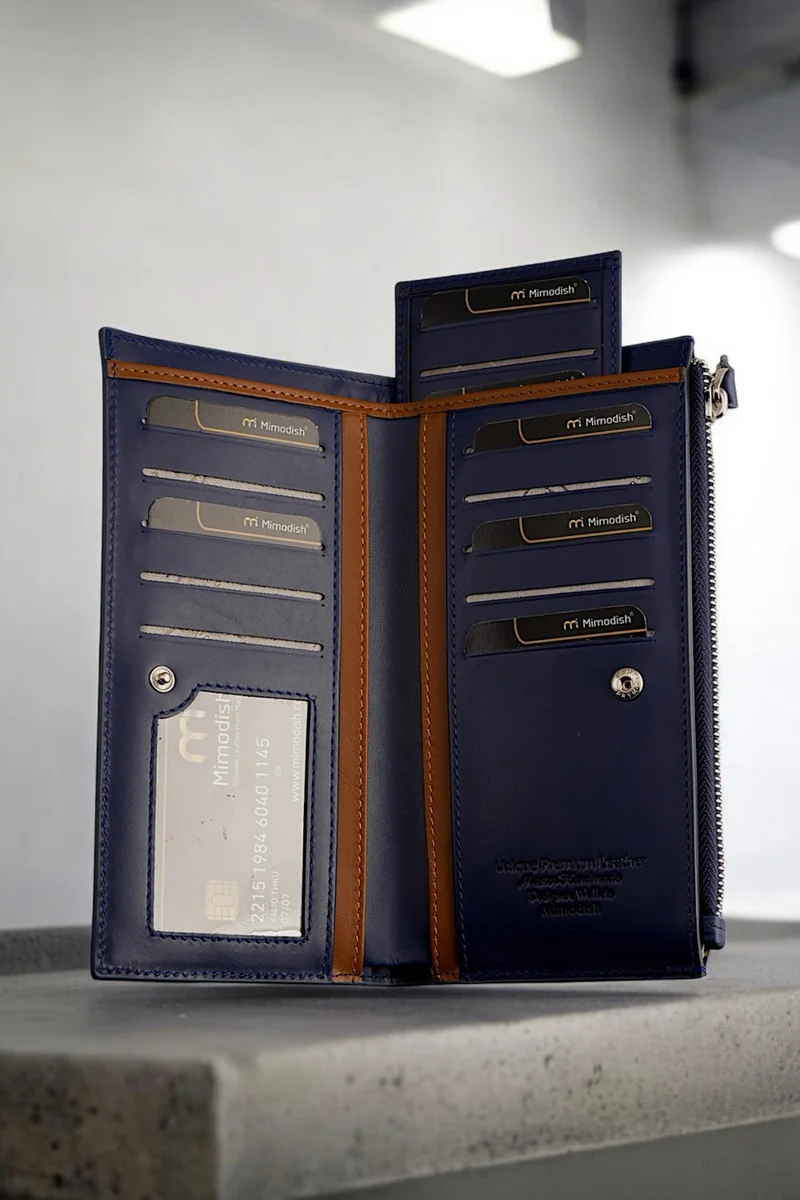 ميموديش First Class Workmanship Luxury Genuine Leather Zippered Special Compartment Leather Card Holder Hand Wallet Leather Men's Wallet