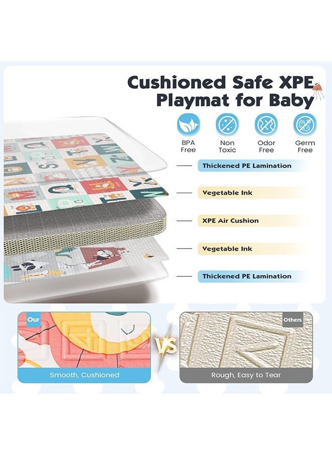 Beauenty Baby Play Mat, 180 * 160 CM Foldable Baby Play Mat, Waterproof Foam Floor Baby Crawling Mat, Portable Baby Playmat for Infants, Toddler, Kids, Indoor Outdoor Use - Image 5