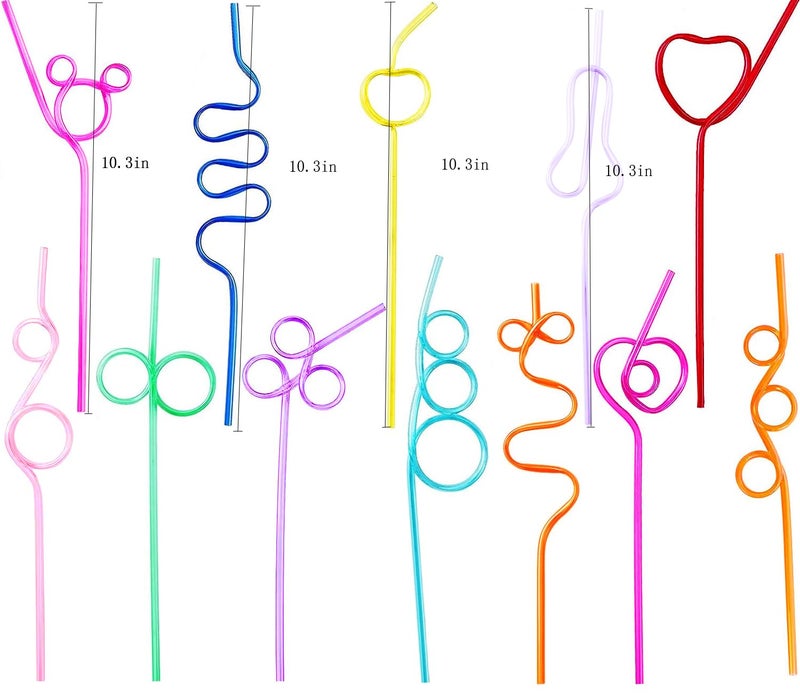 GELIFATLE 24 Pcs Crazy Straws  Reusable Plastic Loop Curly Fun Straws for Classroom Activities  Valentines Day Gift  Christmas Birthday Party Supplies Decoration - Image 1