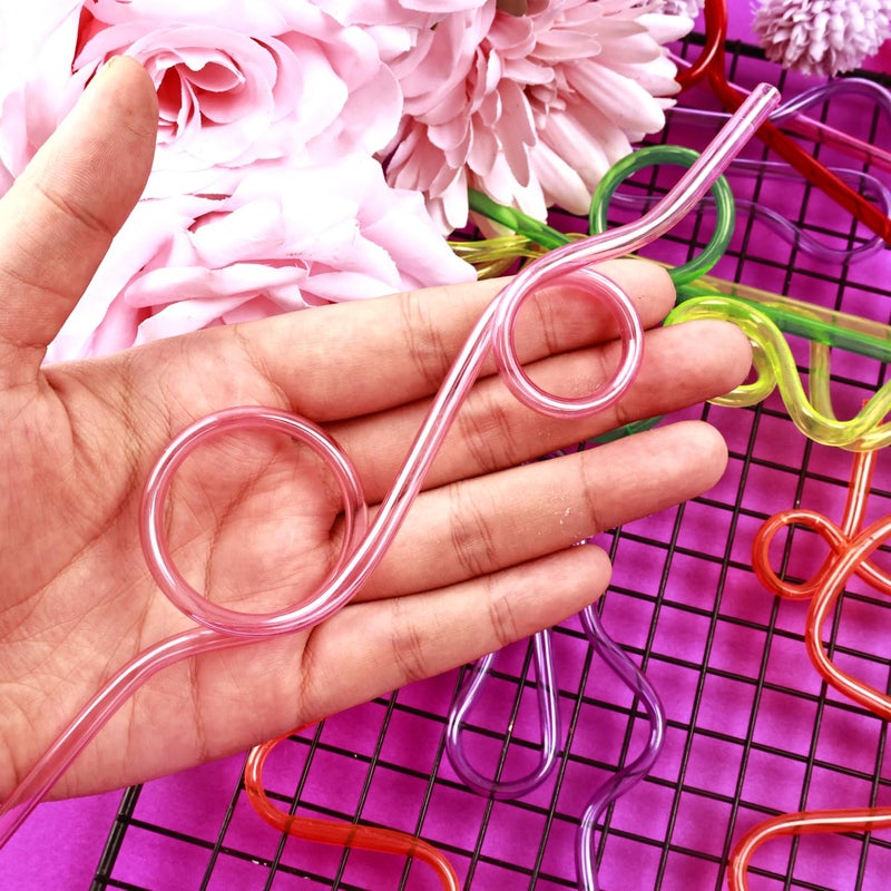 GELIFATLE 24 Pcs Crazy Straws  Reusable Plastic Loop Curly Fun Straws for Classroom Activities  Valentines Day Gift  Christmas Birthday Party Supplies Decoration - Image 4