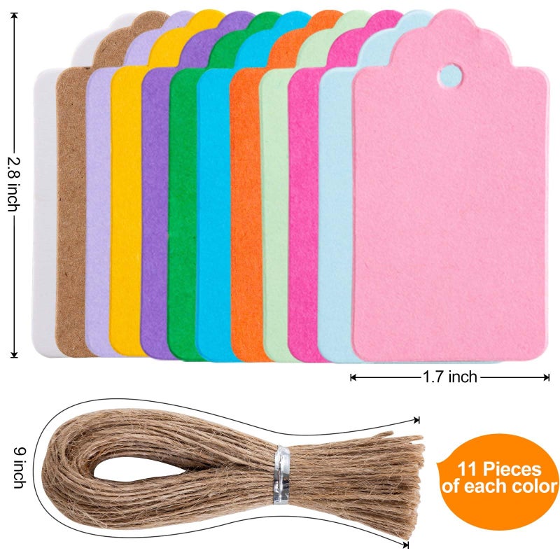 Primbeeks 132 Pcs Premium Gift Tags, 12 Colors Kraft Paper with String, Double-Sided Available Price Greeting Hanging Tags for Christmas Gift DIY Crafts Party Favors - Image 2