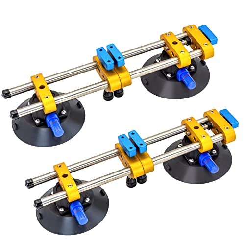 HIGHTOP 2PCS 6 inch Stone Seamless Seam Setter With Vacuum Suction Cups For Seam Joining Leveling,Solid Countertop Installation Tool for Quartz slabs ，Granite, Stone, Marble,Tile Gap Regulator Yellow - Image 1