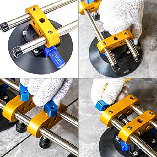 HIGHTOP 2PCS 6 inch Stone Seamless Seam Setter With Vacuum Suction Cups For Seam Joining Leveling,Solid Countertop Installation Tool for Quartz slabs ，Granite, Stone, Marble,Tile Gap Regulator Yellow - Image 3