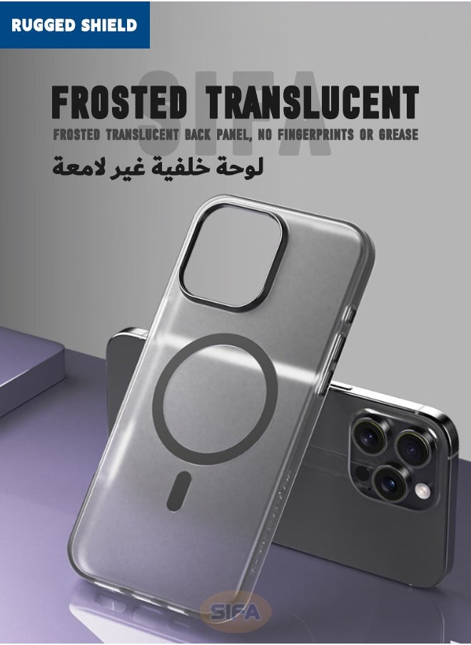RUGGED SHIELD iPhone 16 Pro Max Case, Magnetic [Compatible with Magsafe] Frosted Case Cover, [Anti-Drop Shockproof] [No Yellowing] Back Cover, Slim Skin Feel Case for iPhone 16 Pro Max, Translucent Black  - Image 3