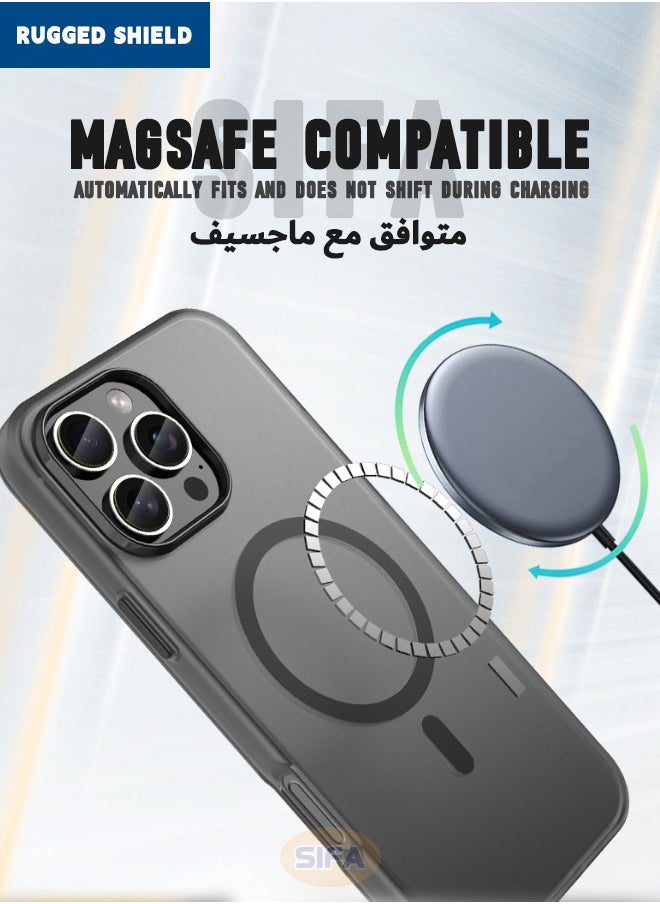 RUGGED SHIELD iPhone 16 Pro Max Case, Magnetic [Compatible with Magsafe] Frosted Case Cover, [Anti-Drop Shockproof] [No Yellowing] Back Cover, Slim Skin Feel Case for iPhone 16 Pro Max, Translucent Black  - Image 5