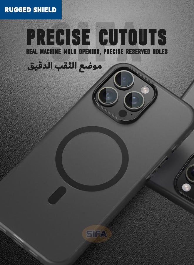 iPhone 16 Pro Max Case, Magnetic [Compatible with Magsafe] Frosted Case Cover, [Anti-Drop Shockproof] [No Yellowing] Back Cover, Slim Skin Feel Case for iPhone 16 Pro Max, Translucent Black