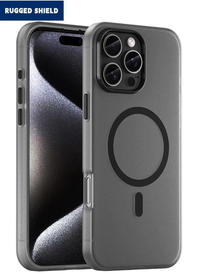 RUGGED SHIELD iPhone 16 Pro Max Case, Magnetic [Compatible with Magsafe] Frosted Case Cover, [Anti-Drop Shockproof] [No Yellowing] Back Cover, Slim Skin Feel Case for iPhone 16 Pro Max, Translucent Black  - Image 1