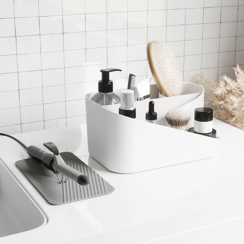 UMBRA Glam Hair Tool Organizer, Versatile Bathroom Storage Container With Removable Insert and Silicone Mat, White - Image 2