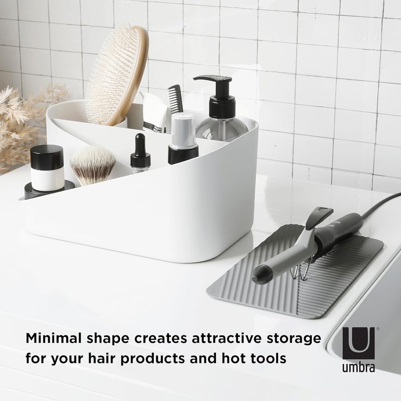 UMBRA Glam Hair Tool Organizer, Versatile Bathroom Storage Container With Removable Insert and Silicone Mat, White - Image 4