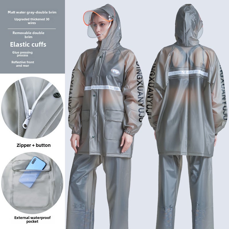 Waterproof Reflective Split Raincoat Set for Adults DX23-water Gray 