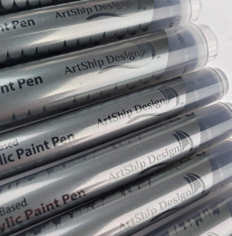 ArtShip Design 20 Brush Tip Acrylic Paint Pens, Classic and Metallic Color Double Pack, Flexible Tip Brush Paint Markers for Lettering and Creative Painting, Rocks, Mugs, Ceramic, Glass, Most Surfaces - Water Based - Image 4