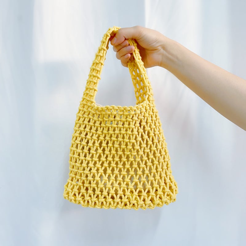 (With Inner Bag) Hollow Net Bag Hand-Woven Cotton Rope Wrist Bag All-Match Beach Bucket Bag For Holiday - Image 3