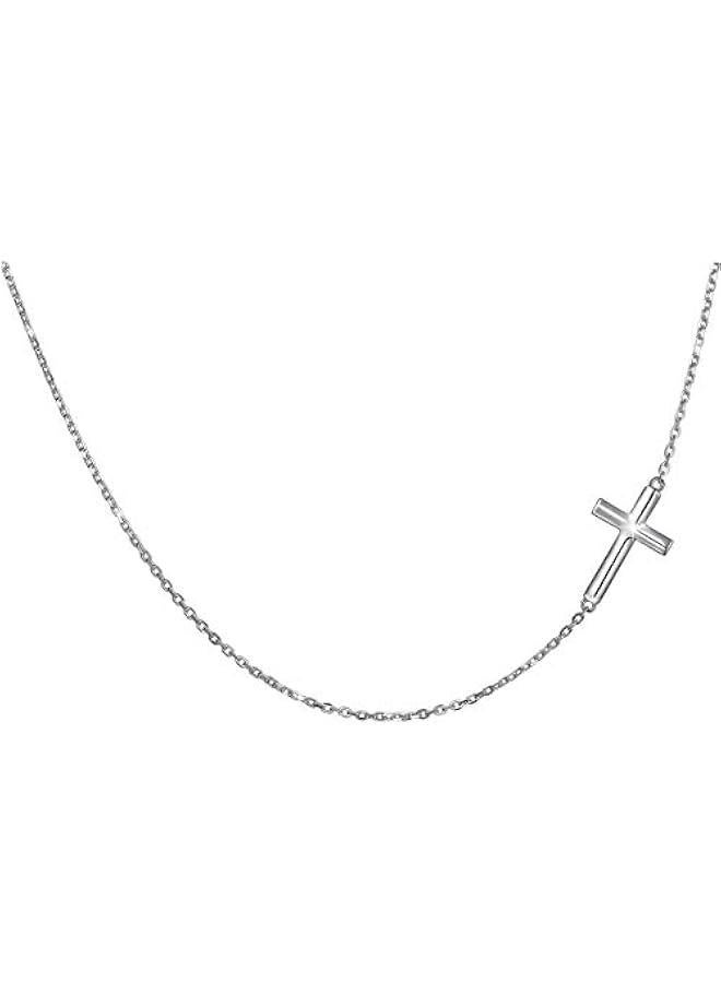 عربست داوتشونغ قلادة من الفضة الاسترلينية عيار 925 بتصميم متقاطع من 14 انش الى 18 انش - Image 1