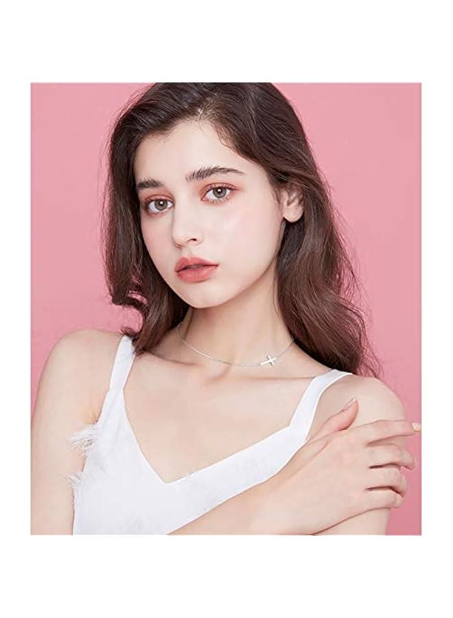 عربست داوتشونغ قلادة من الفضة الاسترلينية عيار 925 بتصميم متقاطع من 14 انش الى 18 انش - Image 2