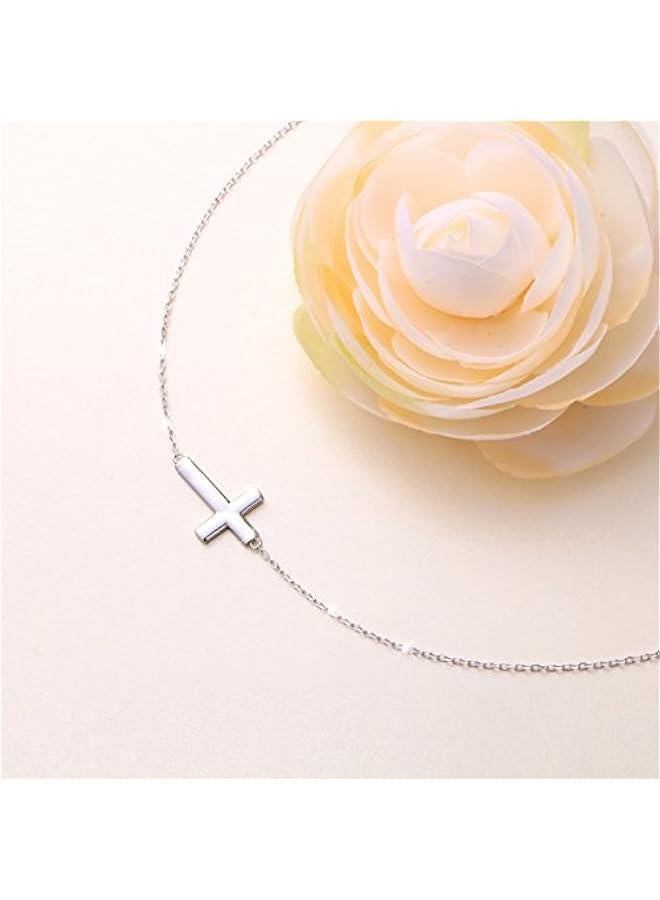 عربست داوتشونغ قلادة من الفضة الاسترلينية عيار 925 بتصميم متقاطع من 14 انش الى 18 انش - Image 3