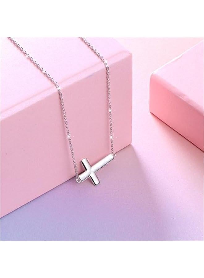 عربست داوتشونغ قلادة من الفضة الاسترلينية عيار 925 بتصميم متقاطع من 14 انش الى 18 انش - Image 4