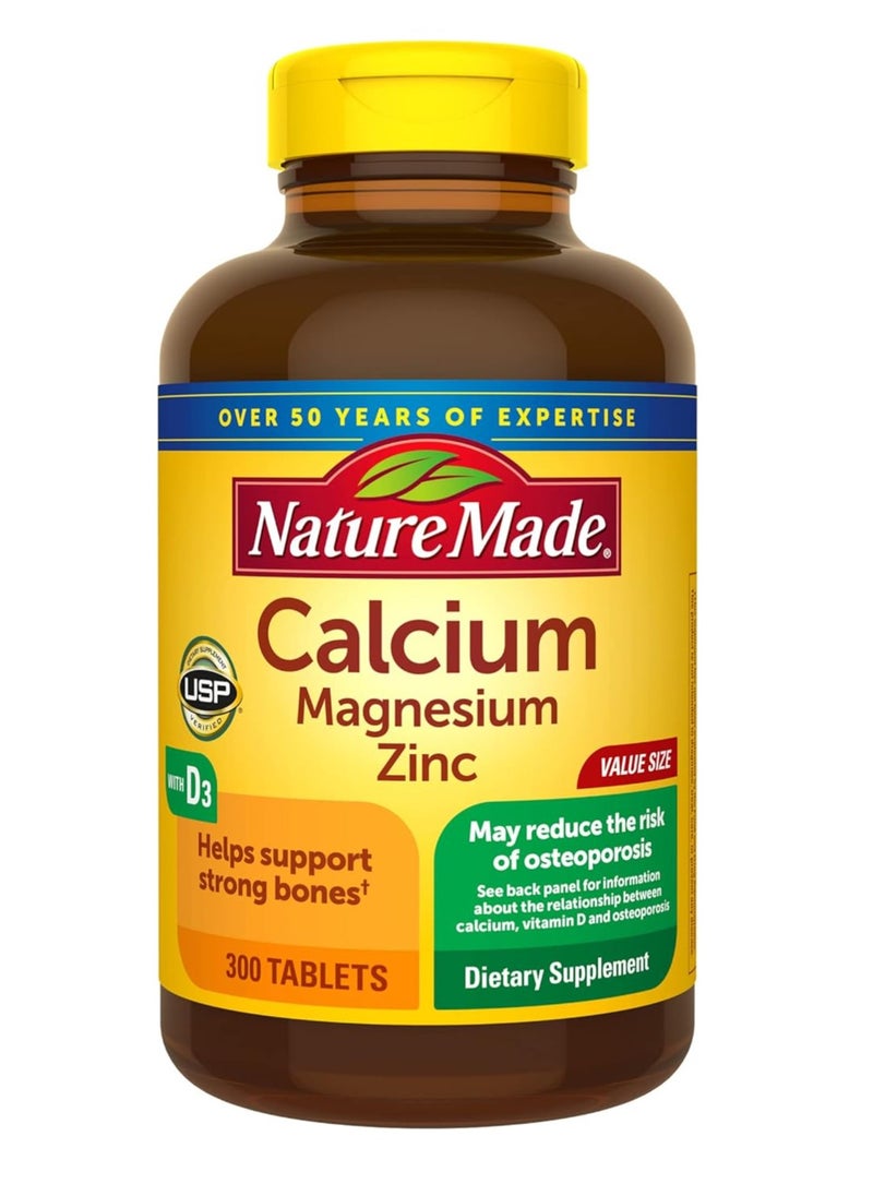 Nature Made - Calcium Magnesium Zinc with Vitamin D3 for Bone Support 300 Tablets - Image 1