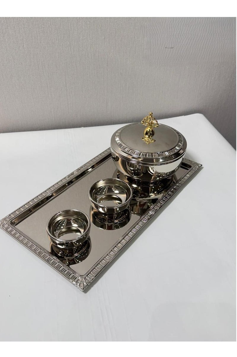 ALJAHWARI Luxury silver/gold plate and date set