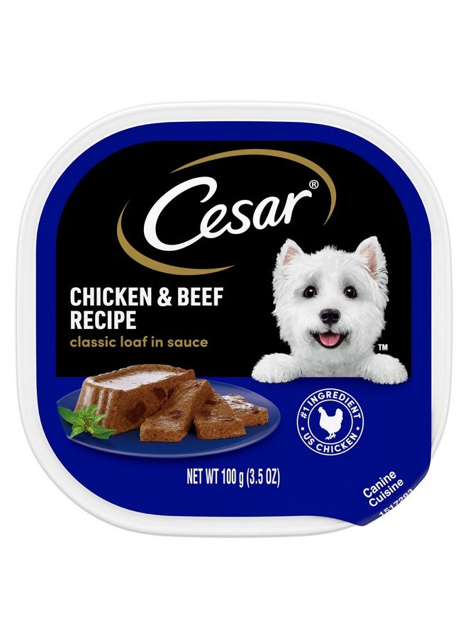 Cesar Wet Dog Food Classic Loaf in Sauce Chicken & Beef Recipe, 3.5 oz. Easy Peel Trays (24 Count, Pack of 1) - Image 1