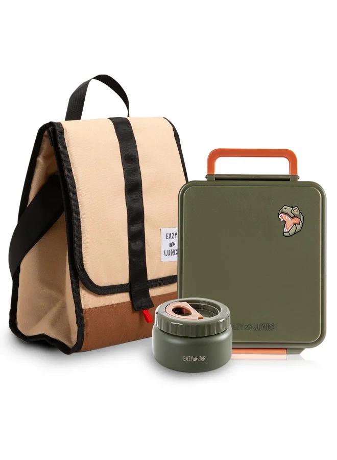 Eazy Kids Eazy Kids Insulated Lunch Bag w/ Jumbo Bento Lunch Box – Green