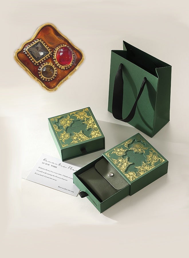 MANBO Vintage enamel and gemstone stud earrings, luxurious court-style earrings, elegant and high-end women's earrings (silver stud posts). - Image 2