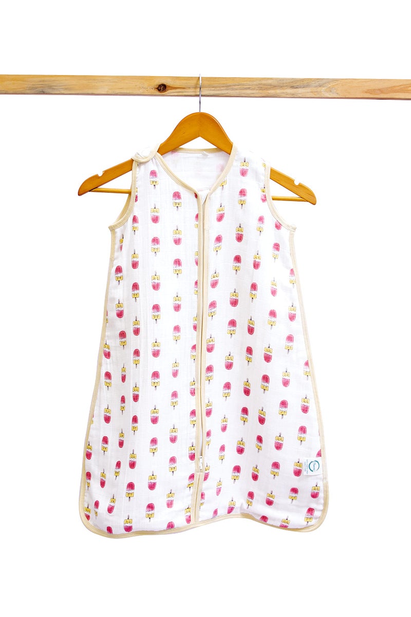 THEONI 100% Organic Cotton Muslin Sleeping Bag/Sleeping Sack for Newborn 0-6 Months Baby - Popsicle Fun Pink - Image 3