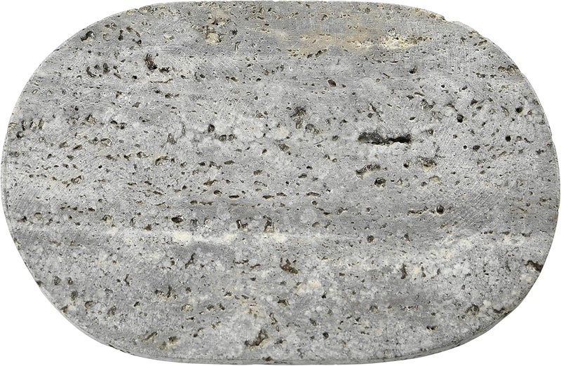 Creative Co-Op Travertine Soap Dish, Grey Bath Decor, 6" L x 4" W x 1" H - Image 5