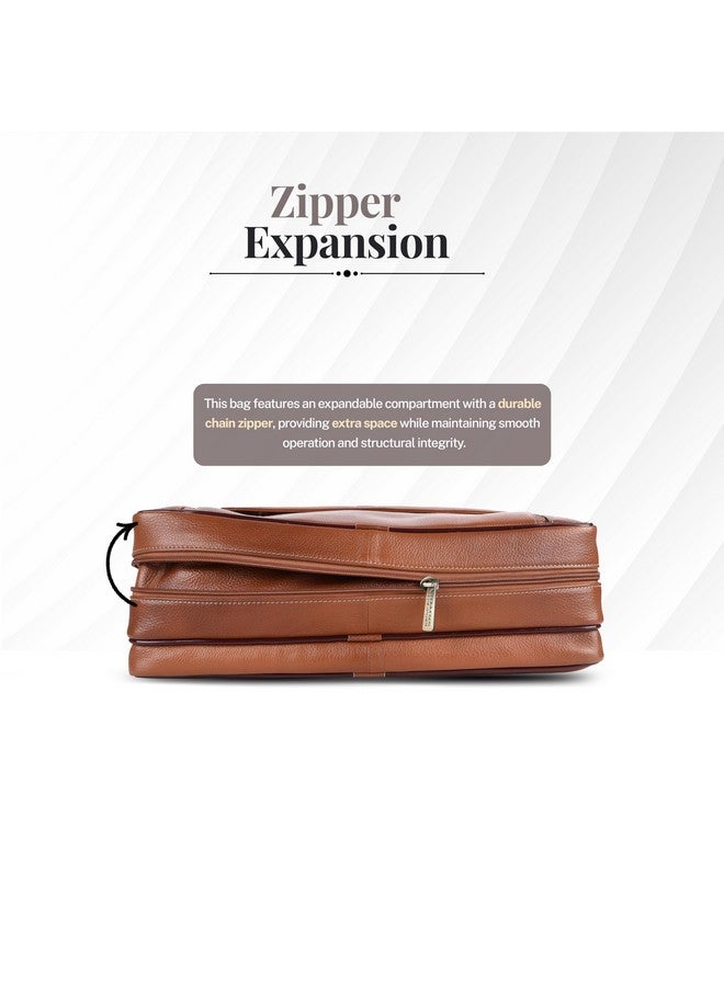 HAMMONDS FLYCATCHER حقيبة مكتب هاموندز فلاي كاتشر جلدية أصلية للرجال، حقيبة لابتوب جلدية احترافية 15.6" للرجال للمكتب، السفر، الاستخدام اليومي، حزام قابل للتعديل وفتحات متعددة - ضمان لمدة سنة - بني - Image 5