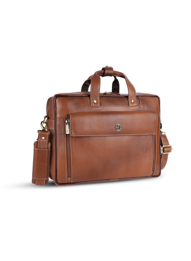 HAMMONDS FLYCATCHER حقيبة مكتب هاموندز فلاي كاتشر جلدية أصلية للرجال، حقيبة لابتوب جلدية احترافية 15.6" للرجال للمكتب، السفر، الاستخدام اليومي، حزام قابل للتعديل وفتحات متعددة - ضمان لمدة سنة - بني - Image 1