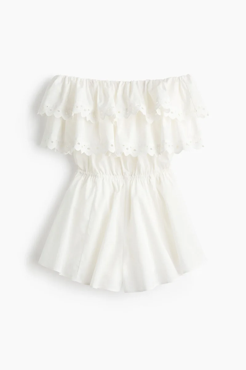 Broderie anglaise off-the-shoulder playsuit