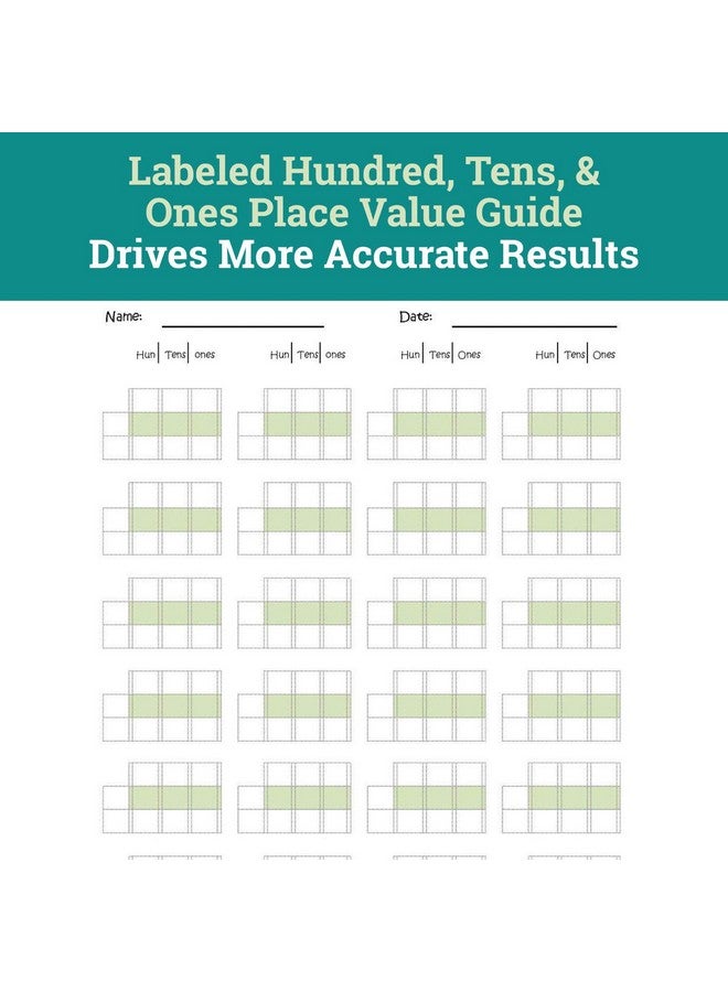 Channie's Triple Digit Math Line-Up Pad, 2Nd - 3Rd Grade Math Workbook, Triple Digit Addition & Subtraction Worksheets, Great For Daily Practice To Improve Math Skills & Penmanship - Image 3