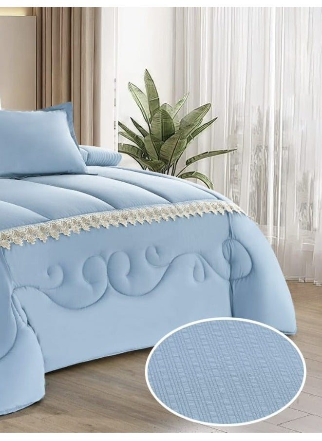 Moon - Summer bedspread, 4 pieces, one and a half, elegant design with lace line, suitable for bed size 120 x 200, quilt size 170 x 220 cm - Image 1