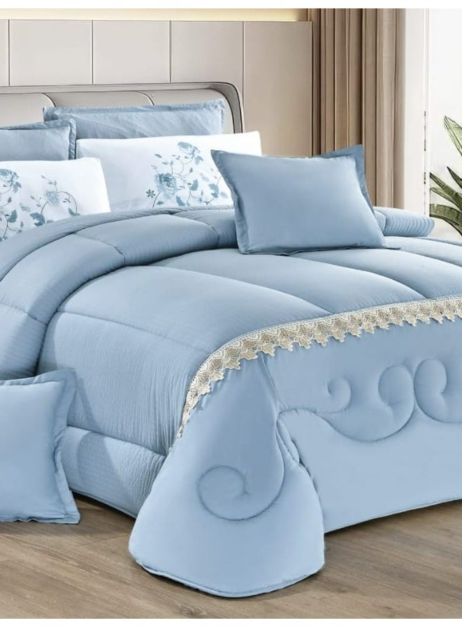 Moon - Summer bedspread, 4 pieces, one and a half, elegant design with lace line, suitable for bed size 120 x 200, quilt size 170 x 220 cm - Image 1