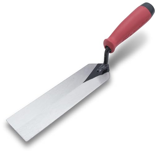 MARSHALLTOWN QLT by Marshalltown Masonry Margin Trowel, 8 Inch by 2 Inch, Red Soft Grip Handle, MTSG82 - Image 1