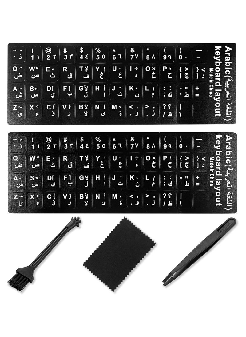 LKTOCAFT - 2PCS Arabic Keyboard Stickers for Laptop, MacBook Air/Pro, Desktop PC Computer, Replacement Arabic Keyboard Cover Skin with Tool, Brush ,Wipe and Tweezer - Image 1