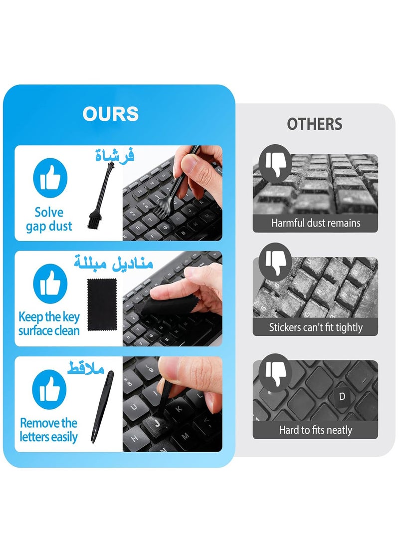 LKTOCAFT - 2PCS Arabic Keyboard Stickers for Laptop, MacBook Air/Pro, Desktop PC Computer, Replacement Arabic Keyboard Cover Skin with Tool, Brush ,Wipe and Tweezer - Image 1