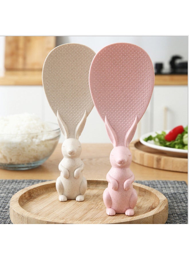 Generic - Wheat Straw Rabbit Spoon Can Be Vertical Small Rabbit Rice Cooker Rice Spoon Creative Non-stick Rice Cartoon Spoon-Color:It Is Recommended To Order 500 Multiples Of One Box.-Specifications:Naked Straw Rice Spoon Nordic Powder#C1dpq# - Image 1