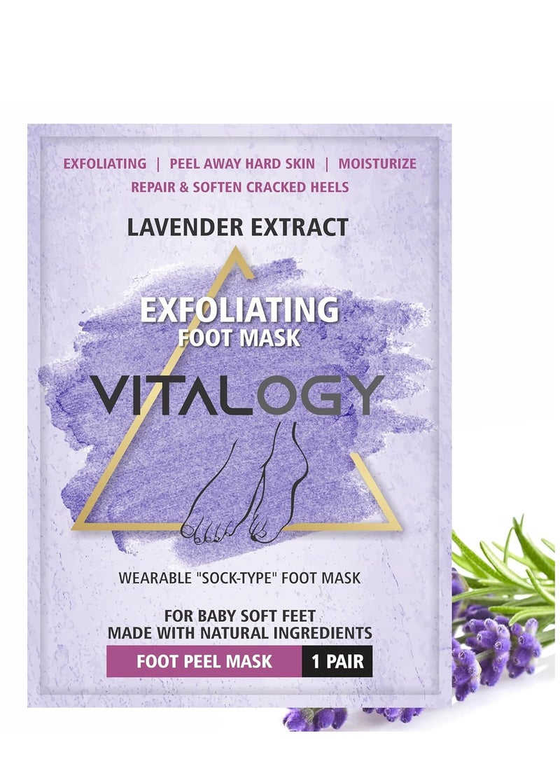 Vitalogy Foot Peel Mask for Dead Skin Removal | Exfoliating Foot Mask Peeling Feet Mask | Foot Hydrating Sock Pedicure Essential | Make Your Feet Baby Soft, Repair Rough Heels - Lavender (1 Pair) - Image 1