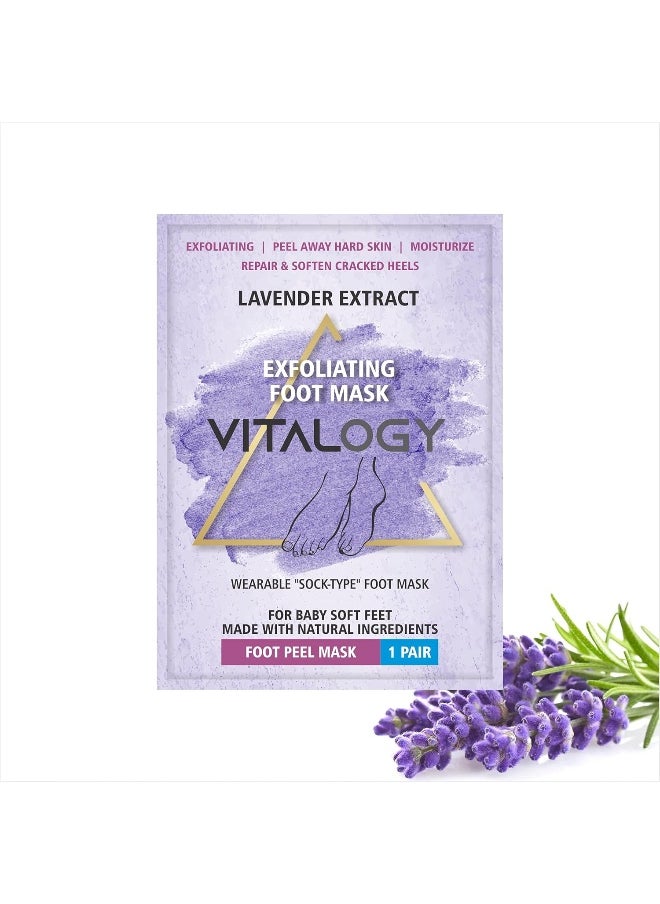 VITALOGY Vitalogy Foot Peel Mask for Dead Skin Removal | Exfoliating Foot Mask Peeling Feet Mask | Foot Hydrating Sock Pedicure Essential | Make Your Feet Baby Soft, Repair Rough Heels - Lavender (1 Pair)  - Image 1