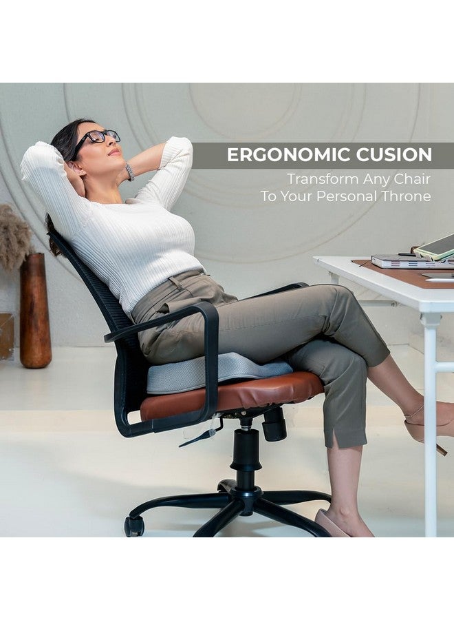 WELLGIVER Coccyx Cloudy Chair Cushion Tailbone Pillow for Sitting - Nonslip Orthopaedic Seat Cushion for Car Seat, Memory Foam Sciatica, Lower Back Pain Relief (OrthoMax - Black & Grey Cover) - Image 4