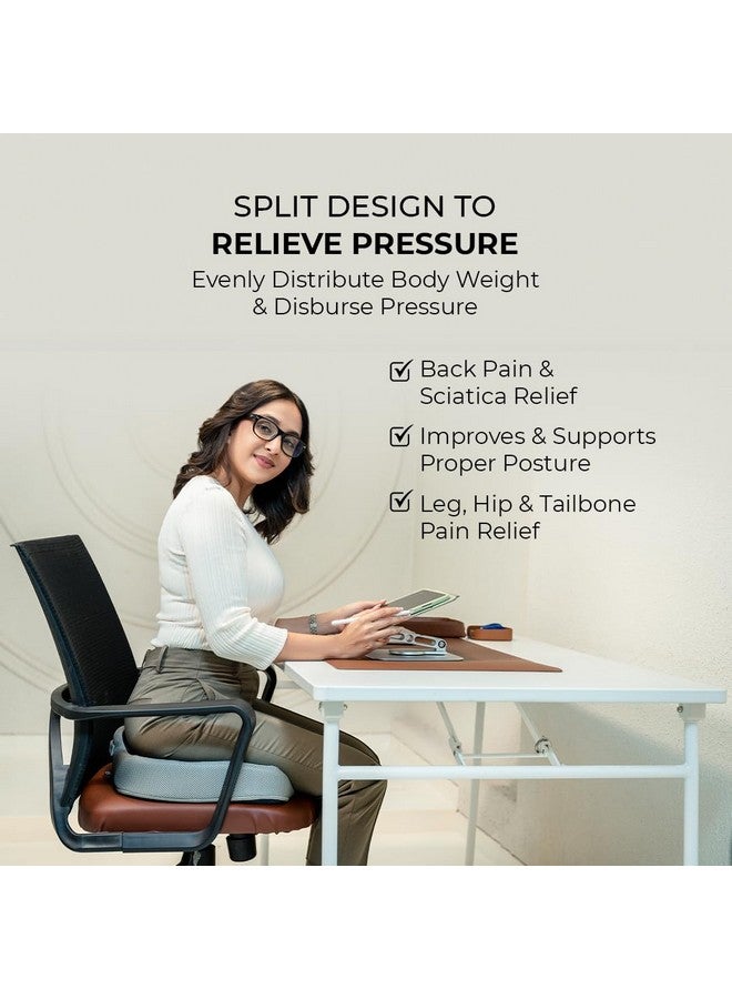 WELLGIVER Coccyx Cloudy Chair Cushion Tailbone Pillow for Sitting - Nonslip Orthopaedic Seat Cushion for Car Seat, Memory Foam Sciatica, Lower Back Pain Relief (OrthoMax - Black & Grey Cover) - Image 5