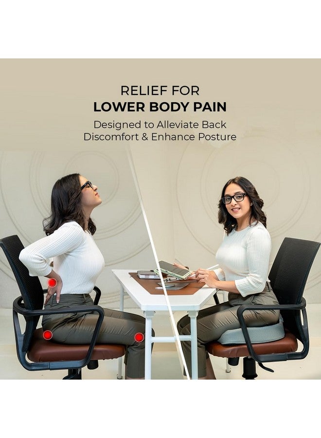 WELLGIVER Coccyx Cloudy Chair Cushion Tailbone Pillow for Sitting - Nonslip Orthopaedic Seat Cushion for Car Seat, Memory Foam Sciatica, Lower Back Pain Relief (OrthoMax - Black & Grey Cover) - Image 3