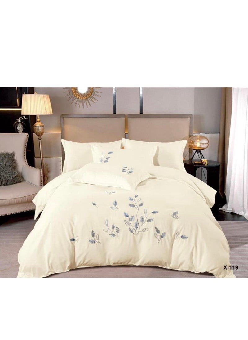 BAIG Microfiber Embroidered Soft Quality Comforter Bedding set-King Size 6Pcs 1-PC fitted bedsheet 200 * 200cm,1-PCS Comforter 220 * 240 fixed, 4PCS Super Soft Pillowcases 