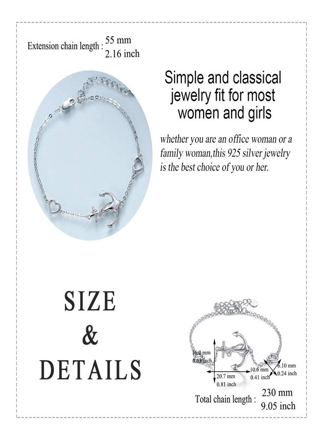 LUHE Anchor Bracelets for Women Sterling Silver Jewelry Adjustable Chain Bracelet Jewelry Gifts for Women - Image 4